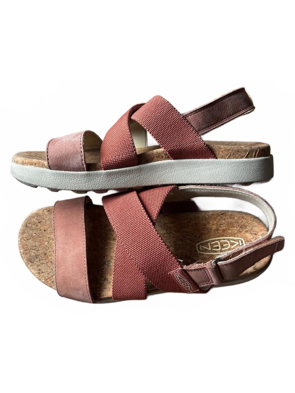 KEEN Elle Criss Cross Sandals in Baked Clay/Cork Size 7